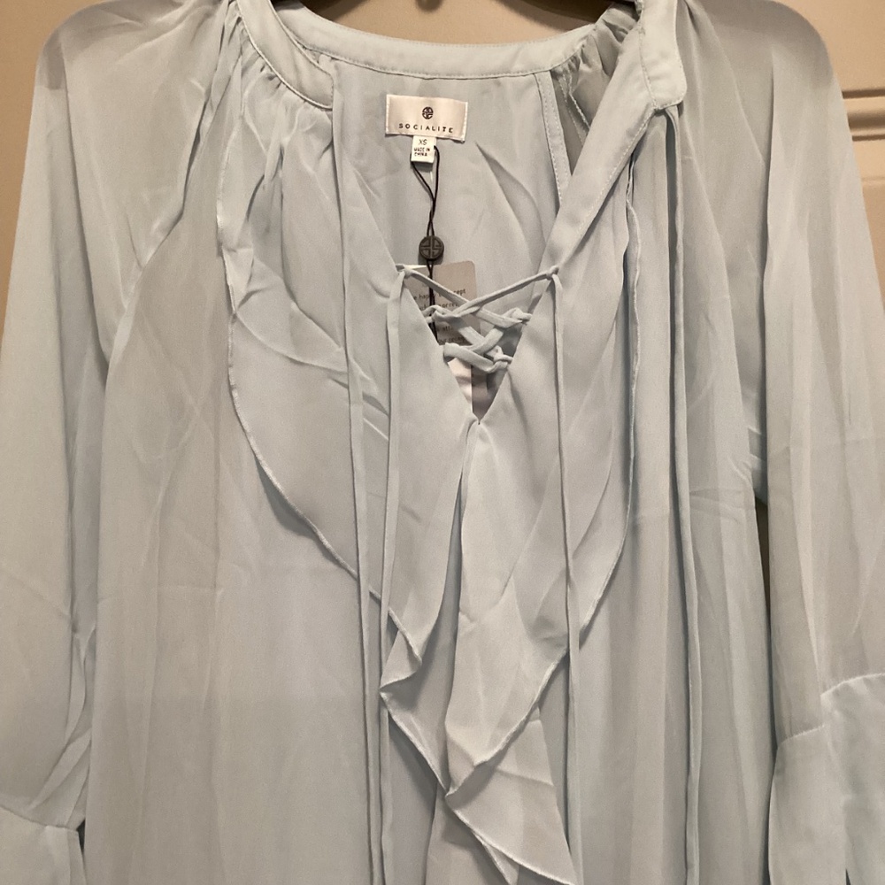 Socialite Bell Sleeve Ruffle Minidress, size XS - Picture 6 of 11